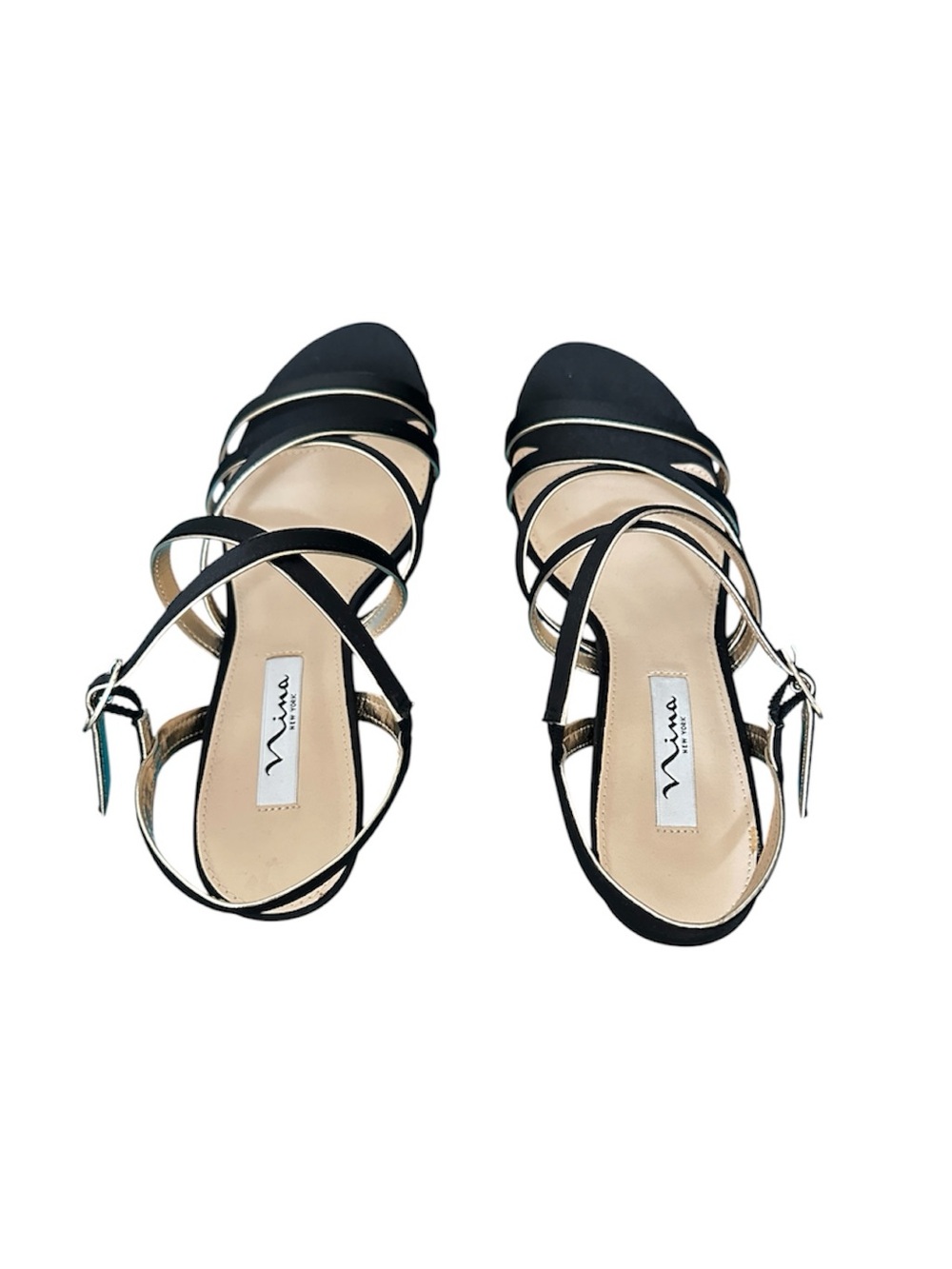 Nina Black and Gold Strappy Sandals